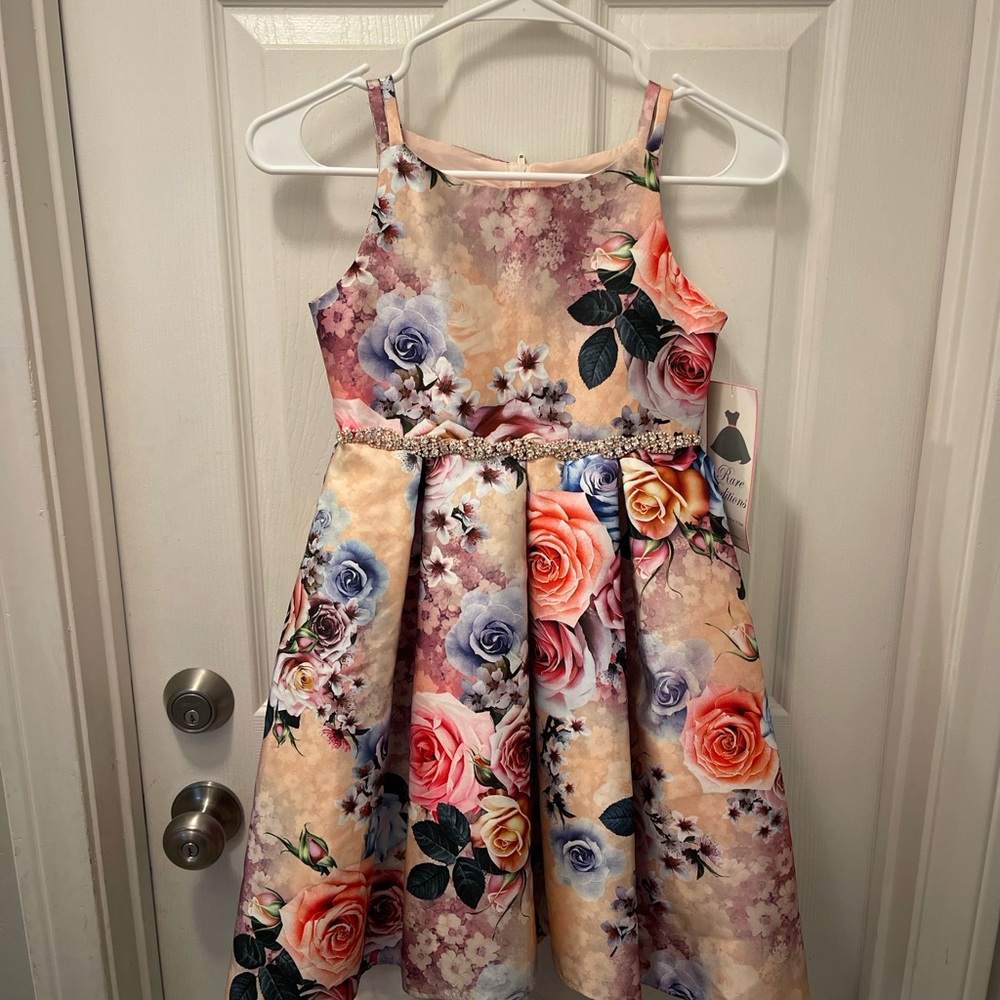 Floral Girls Dress with Pink and Blue Accents Brand New wedding Easter